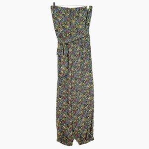Alyn Paige Jumpsuit Women's Size M Black Floral Print Sleeveless Belted Romper